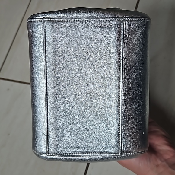 CHANEL Metallic Silver Mini Bag Chain Strap Turnlock w/Card - Picture 7 of 14